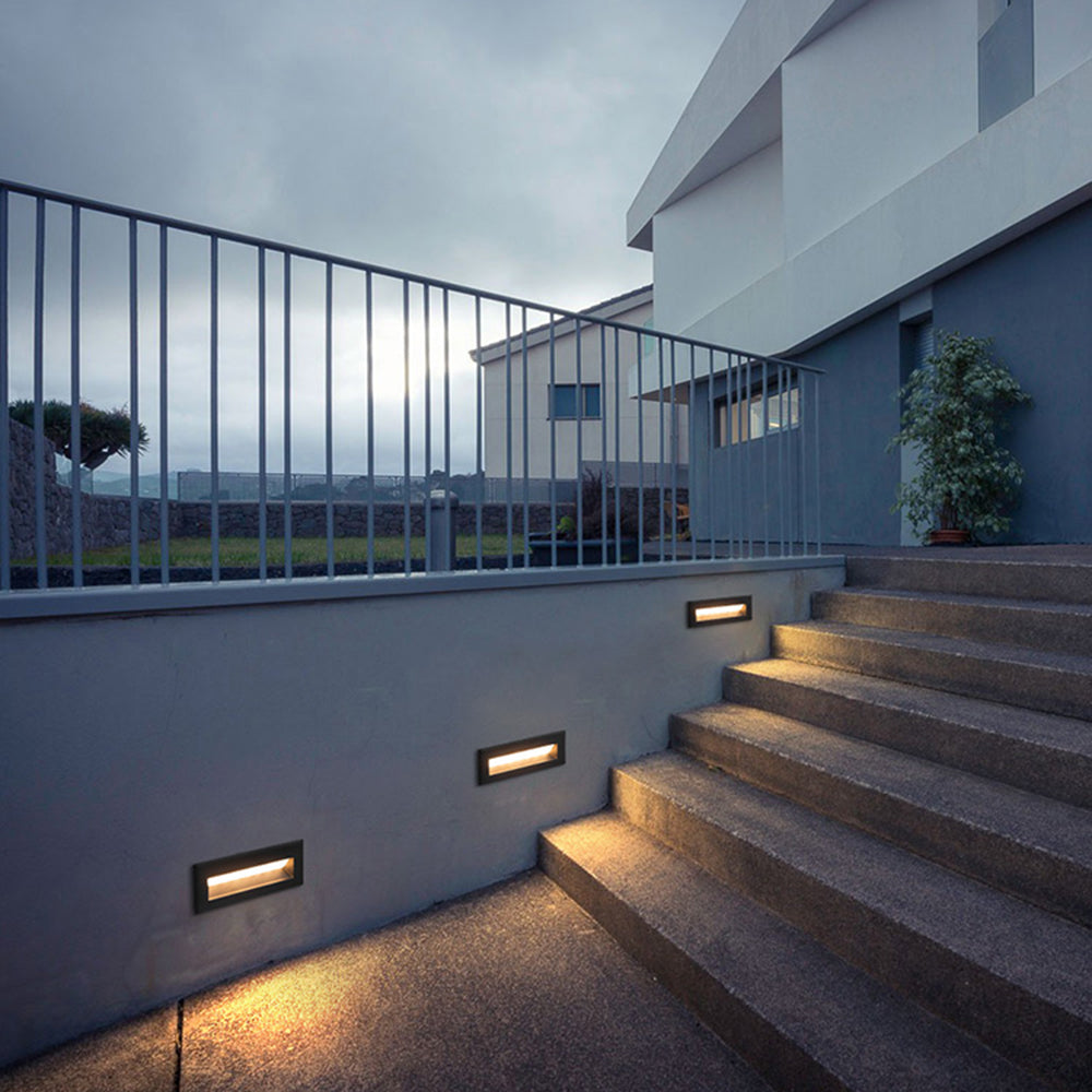 Ray Moderne Metalen Rechthoekige Buitentrap/Deck Licht, Zwart