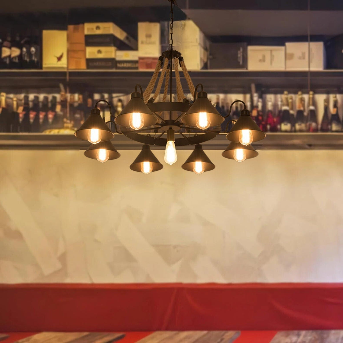 Epoch Vintage Industriële Touw Chandelier Woonkamer