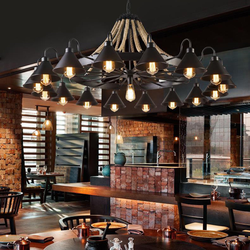 Epoch Vintage Industriële Touw Chandelier Woonkamer