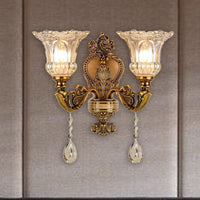 Ramiq Vintage Flor Metaal/Glas Wandlamp, Goud
