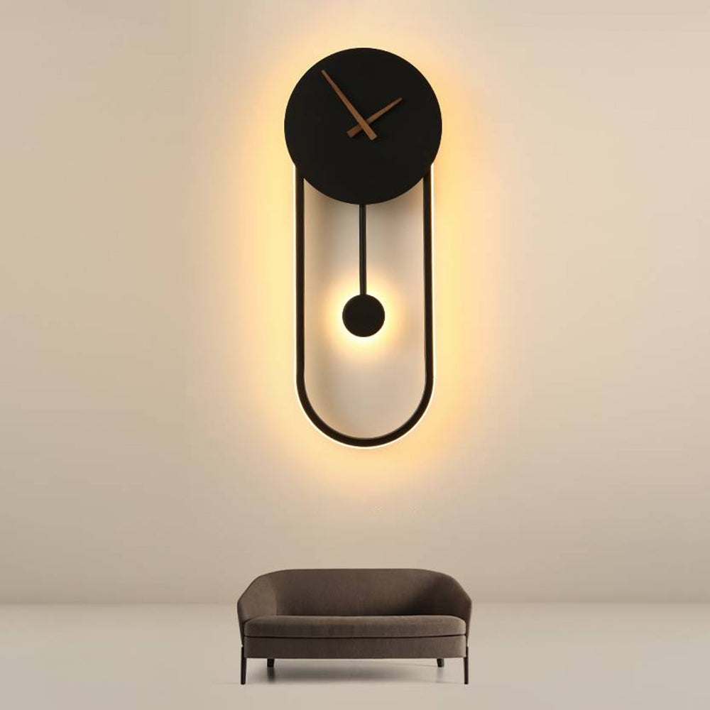Arisha Nordic Klok Wandlamp, Goud & Zwart