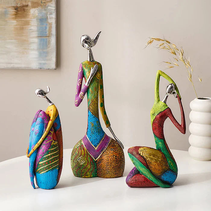 Abstract Vrouwenbeeldje in Kleurrijk Design - Handgemaakt Kunstbeeld