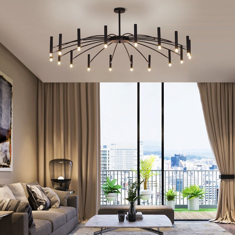 Arisha Moderne Geblazen Lineaire Metaal Meerdere Hoofd Chandeliers