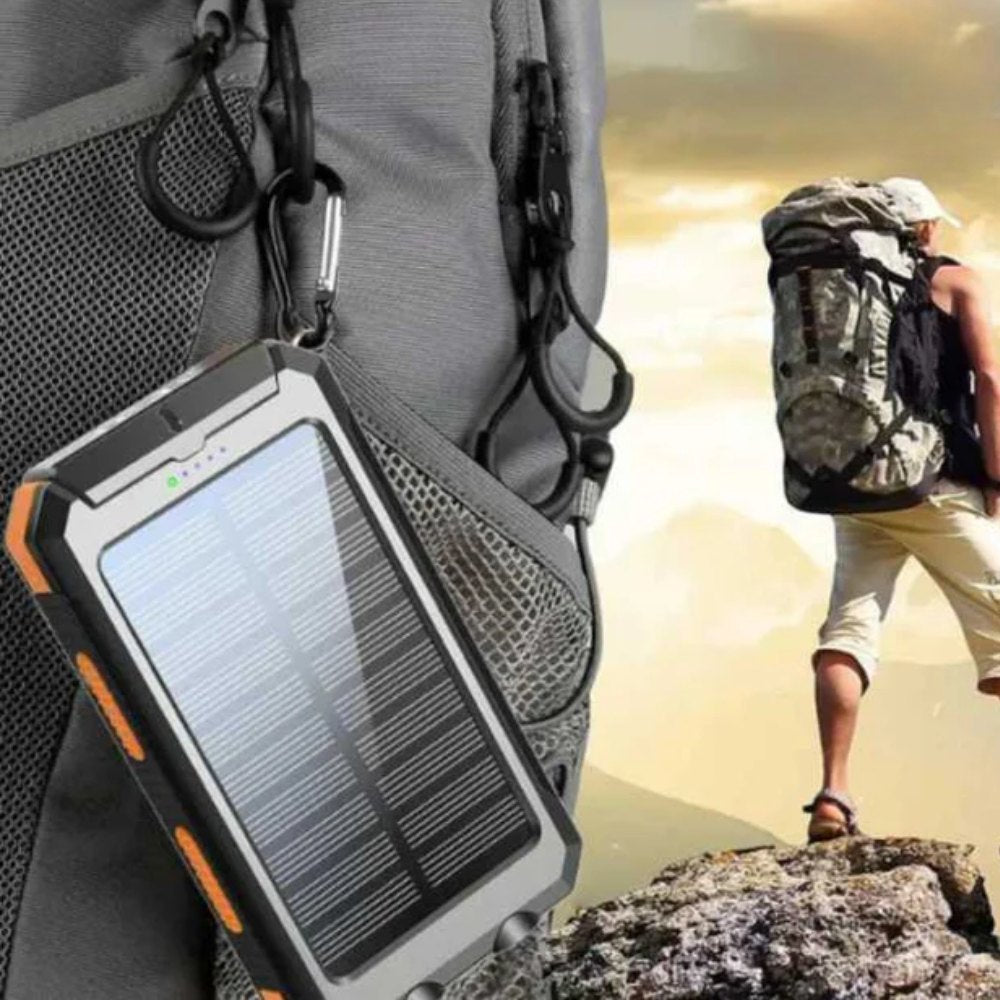 Zonnebatterij van 10.000mAh – Noodvoeding, Regen of Zon