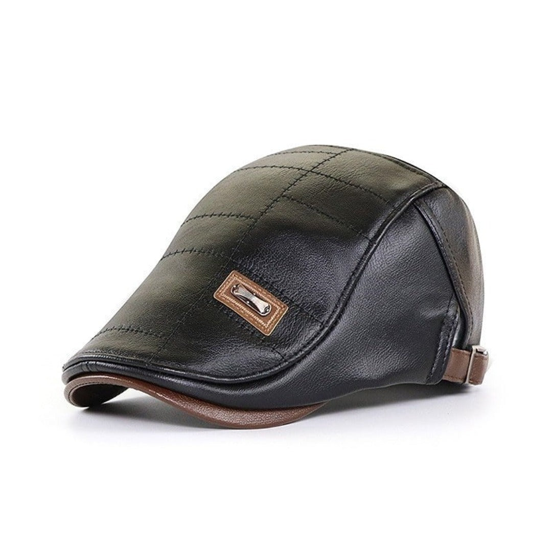 FlatCap - Retro mannen leren baret hoed