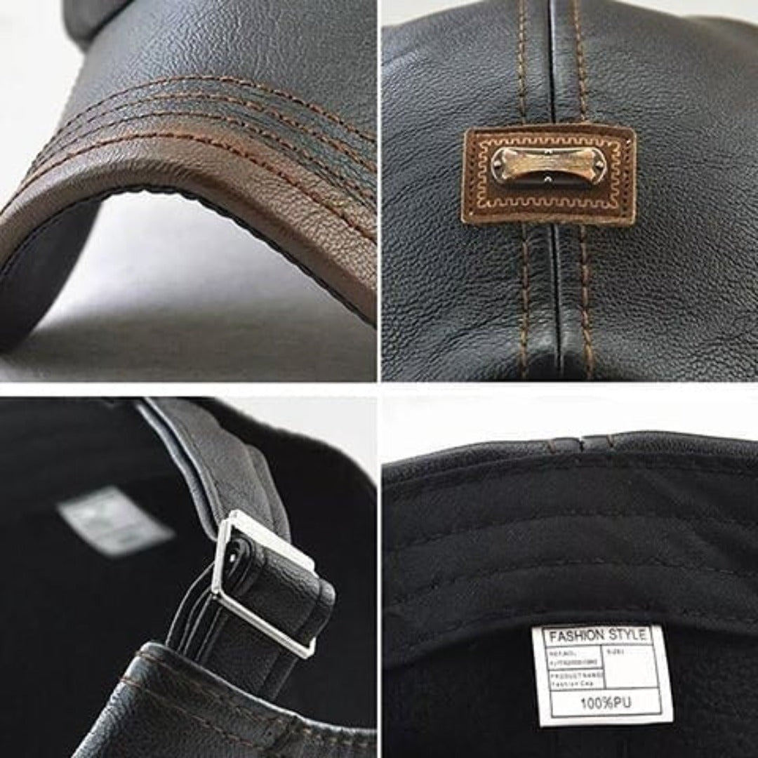 FlatCap - Retro mannen leren baret hoed