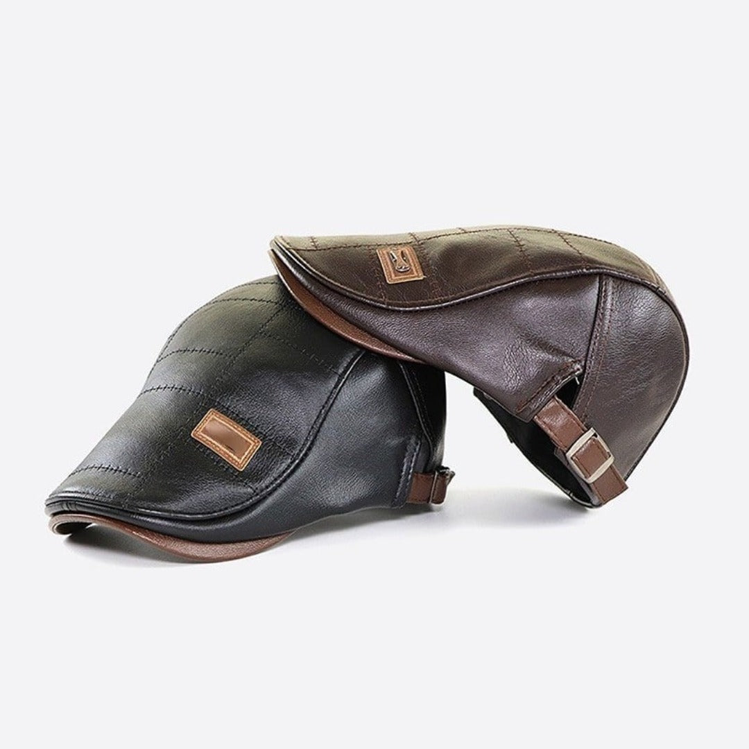 FlatCap - Retro mannen leren baret hoed