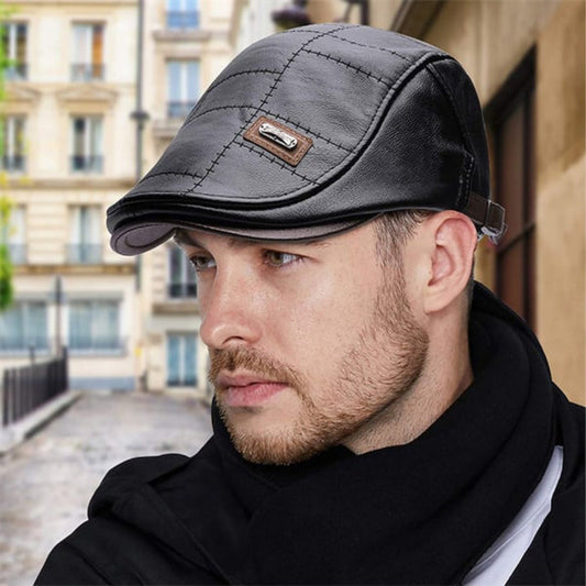 FlatCap - Retro mannen leren baret hoed