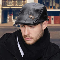FlatCap - Retro mannen leren baret hoed