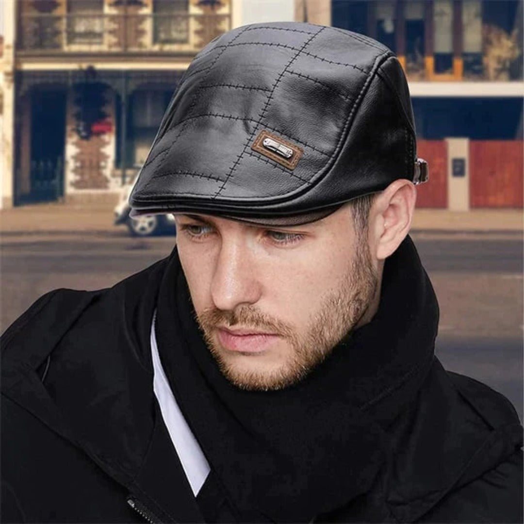 FlatCap - Retro mannen leren baret hoed