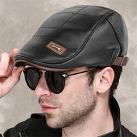 FlatCap - Retro mannen leren baret hoed