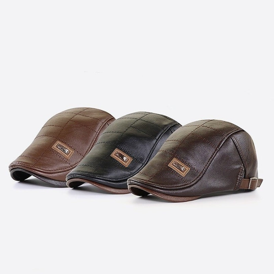 FlatCap - Retro mannen leren baret hoed