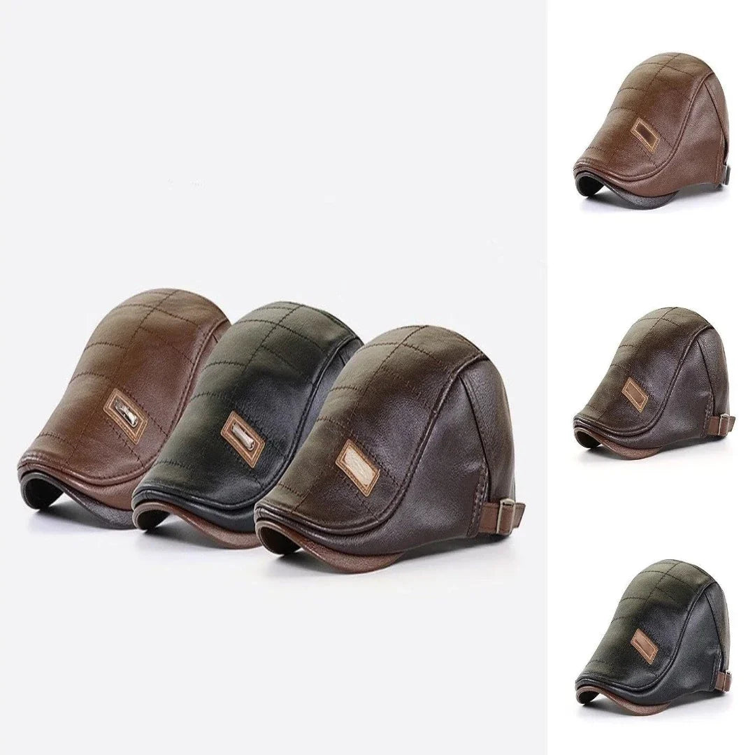 FlatCap - Retro mannen leren baret hoed
