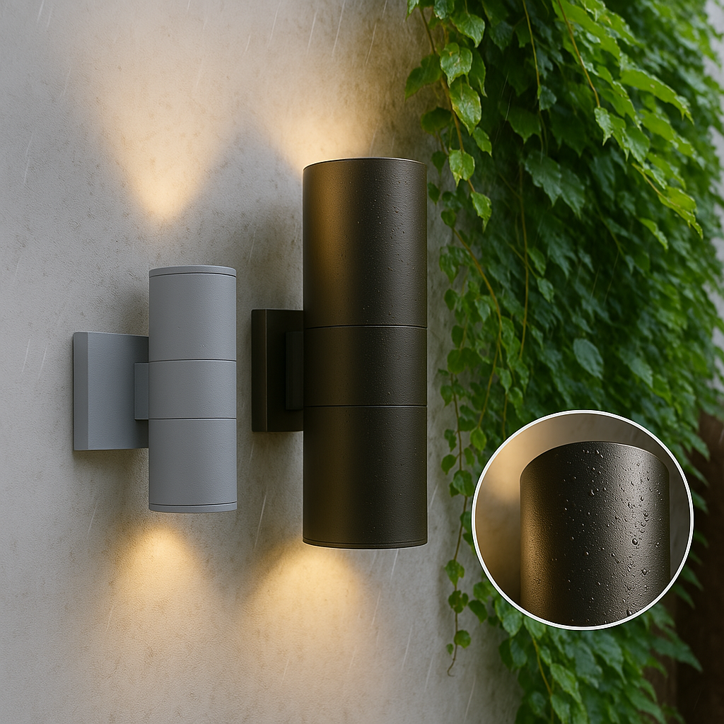 Moderne zwarte LED buitenwandlamp voor terras, tuin en entree