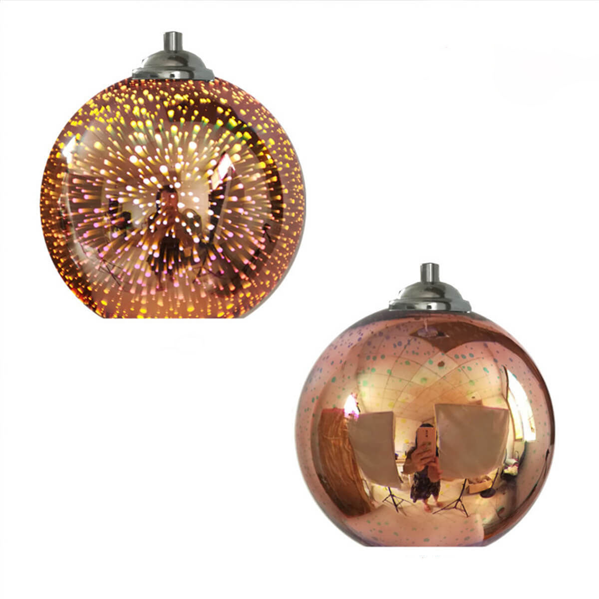 Moderne creatieve 3D kleurrijke vuurwerk glas 1-lamp koepel hanglamp