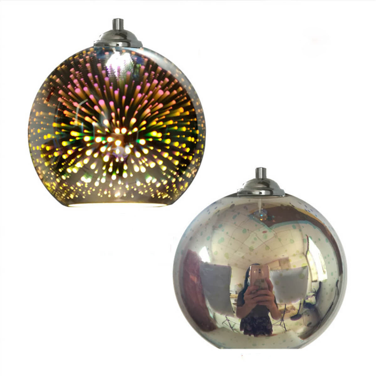 Moderne creatieve 3D kleurrijke vuurwerk glas 1-lamp koepel hanglamp