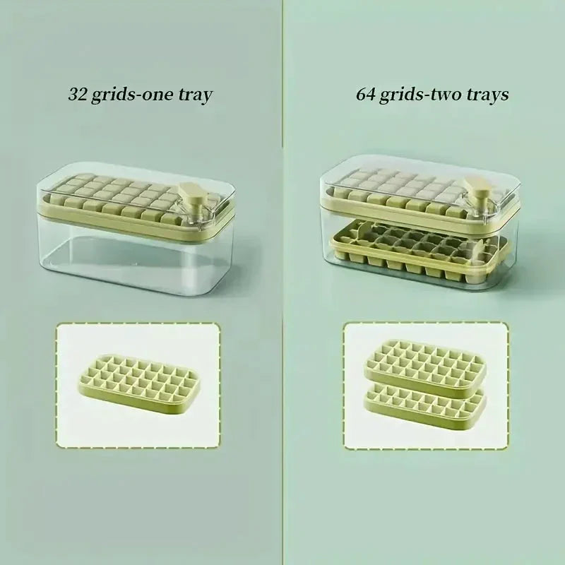 101oz. IJsblokjesvorm Set - 64 Stuks Siliconen IJsblokjesvorm met Deksel & Container