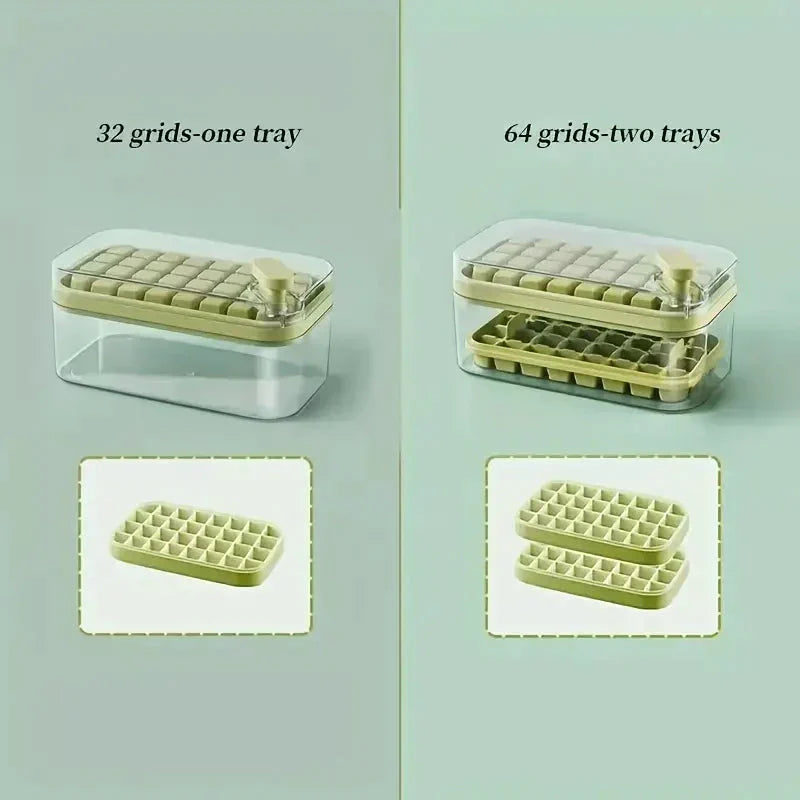 101oz. IJsblokjesvorm Set - 64-delige Siliconen IJsblokjesvorm met Deksel & Container