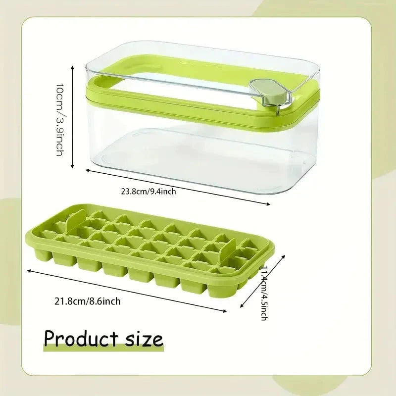 101oz. IJsblokjesvorm Set - 64-delige Siliconen IJsblokjesvorm met Deksel & Container