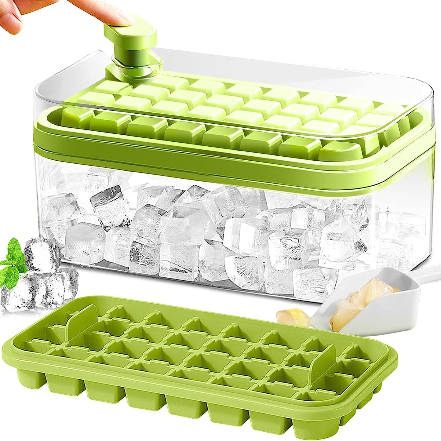 101oz. IJsblokjesvorm Set - 64 Stuks Siliconen IJsblokjesvorm met Deksel & Container