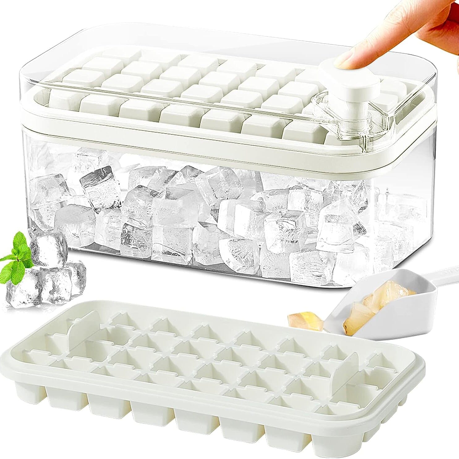 101oz. IJsblokjesvorm Set - 64 Stuks Siliconen IJsblokjesvorm met Deksel & Container
