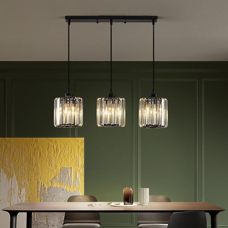 Vina Moderne Cluster Cilinder Glazen Hanglamp, Zwart/Goud