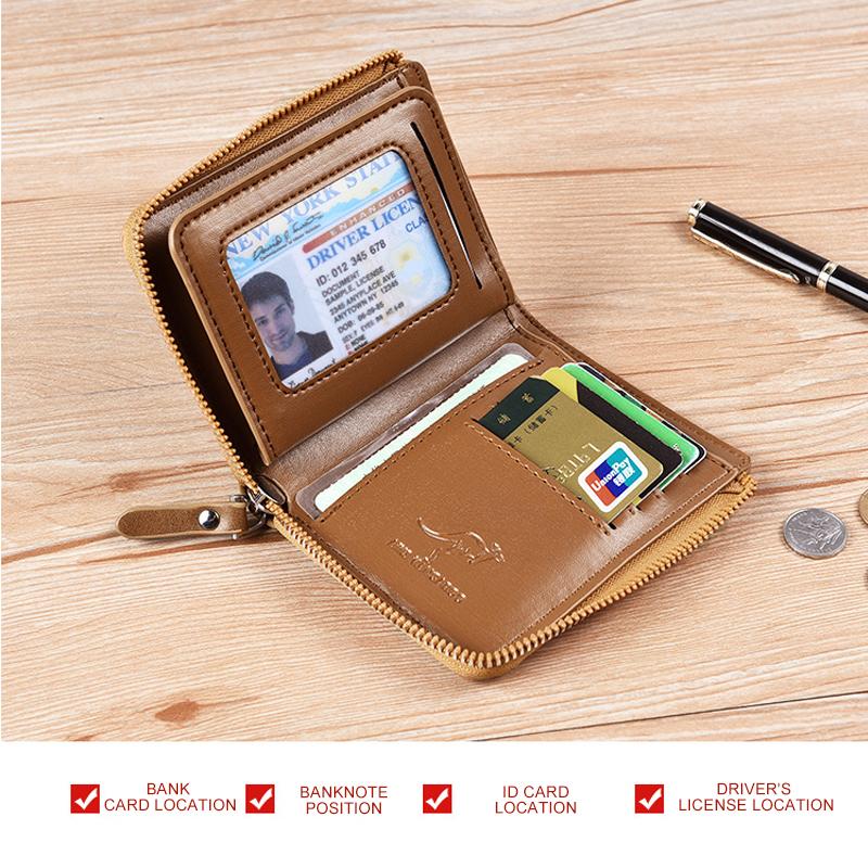 Heren Portemonnee Rits Echt Leer Portemonnee ( RFID BEVEILIGD )