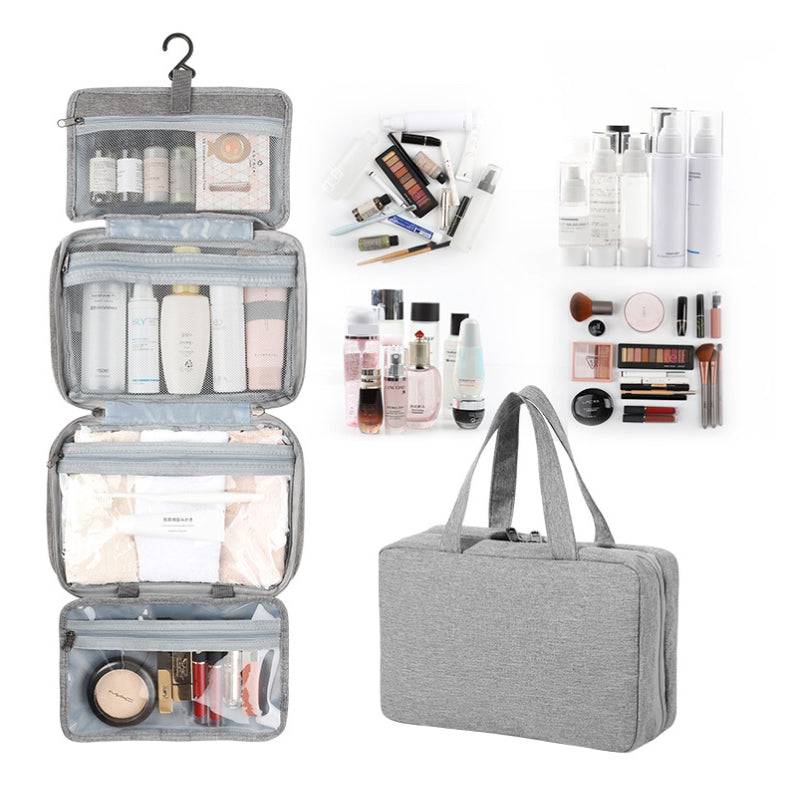 Travelique Reiskosmetik Organizer | Compact & Waterafstotend | Met 4 vakken & 360° haak | Voor dames & heren