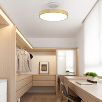 Japanse Houten Ronde LED Semi-Flush Mount Plafondlamp