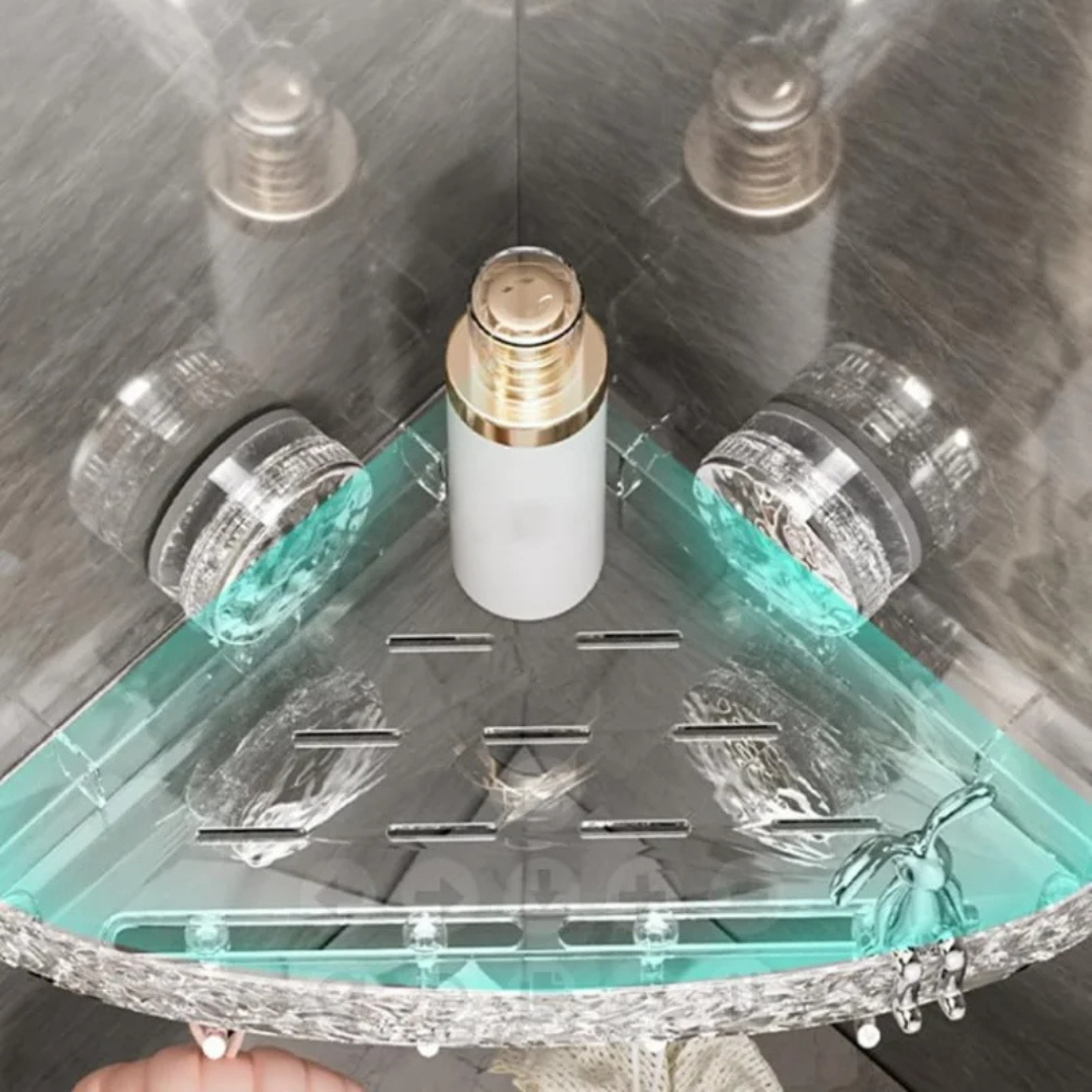 OptiShelf Wandrek Douche Organisator | Zuignapplank voor douche of keuken - Bevestiging in één seconde en kan worden gedraaid voor eenvoudig verwijderen