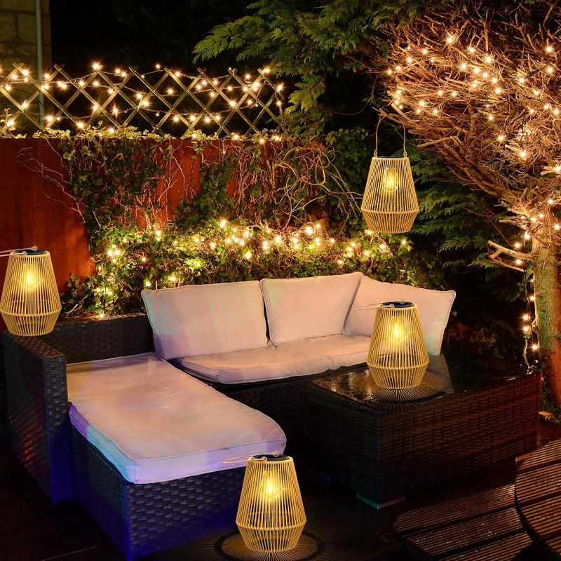 Solar Buiten Handgeweven Tuinlampen | Waterdichte Landschapsverlichting voor Villa & Terrasdecoratie - Alpho