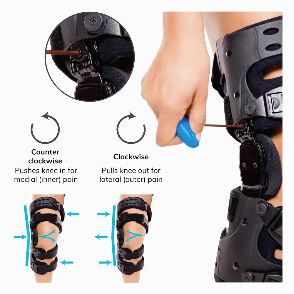 Brehn | Medische OA-ontlastingsknieschijf | Unicompartimentele artrose-orthese | Varus/Valgus-correctie & ROM-controle | Mediale & Laterale ontlasting | Instelbare bewegingshoek