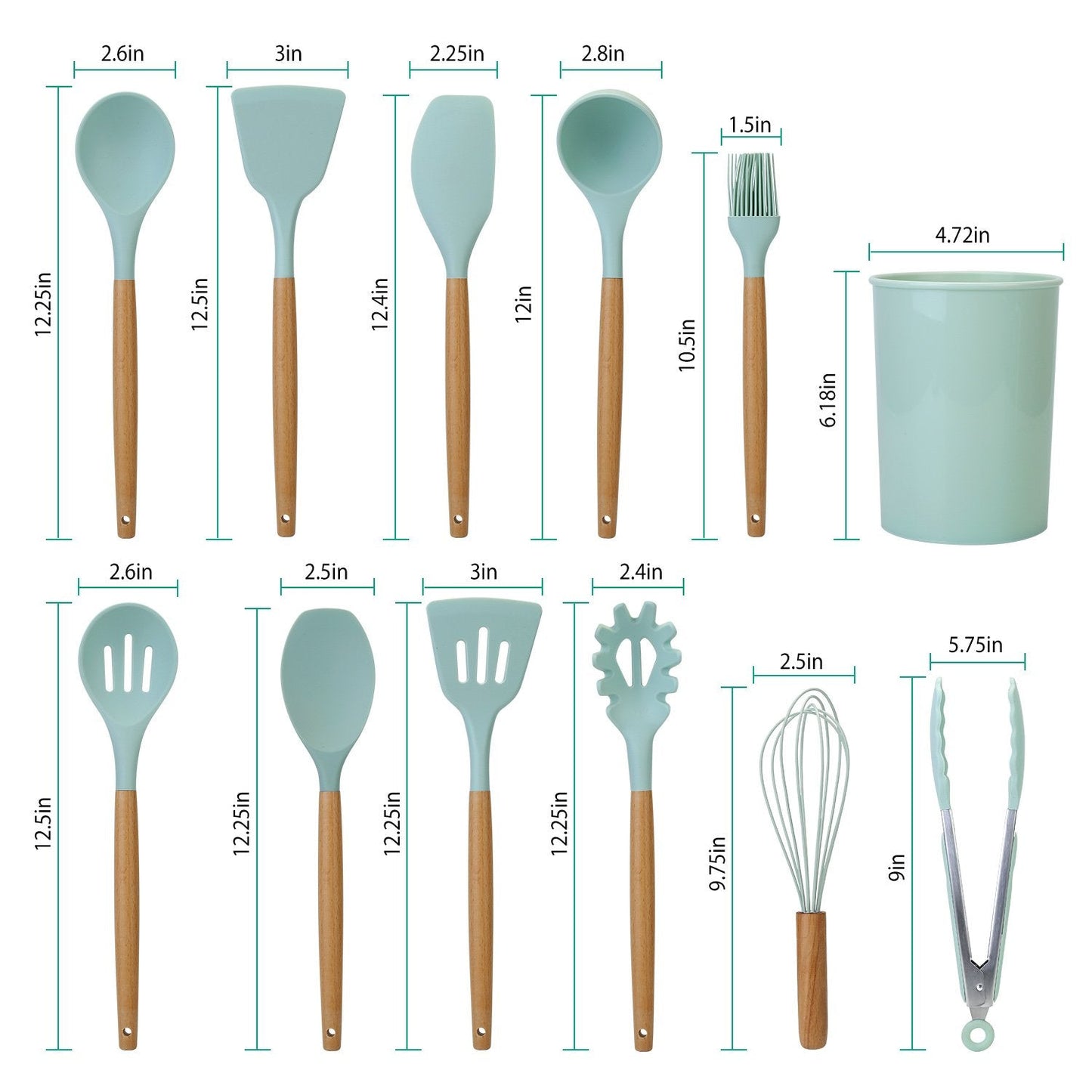 11-Delt: Silikon Keukenhulpmiddelen Set