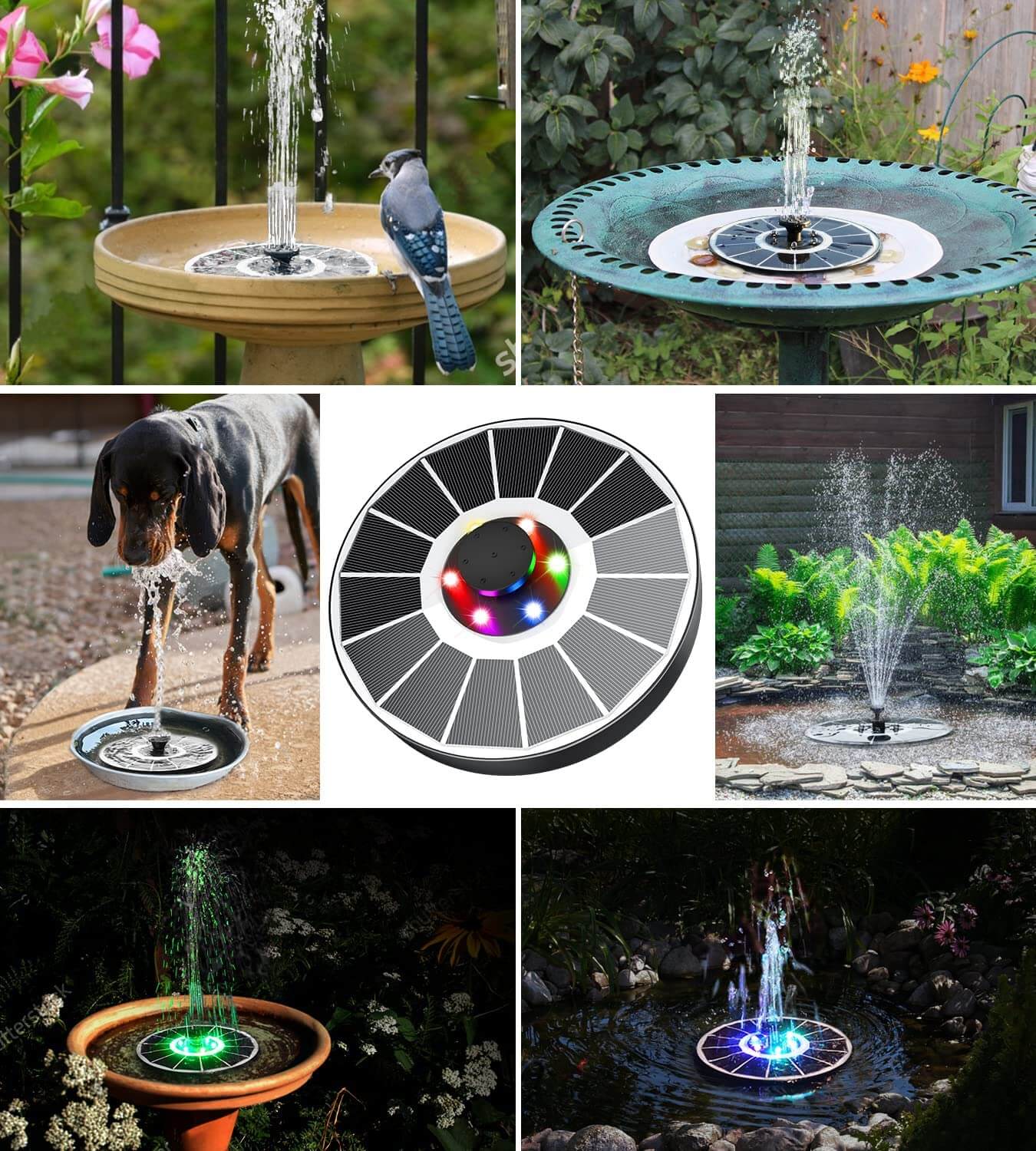 Zonnefonteinpomp met LED-verlichting Buitenwaterfunctie