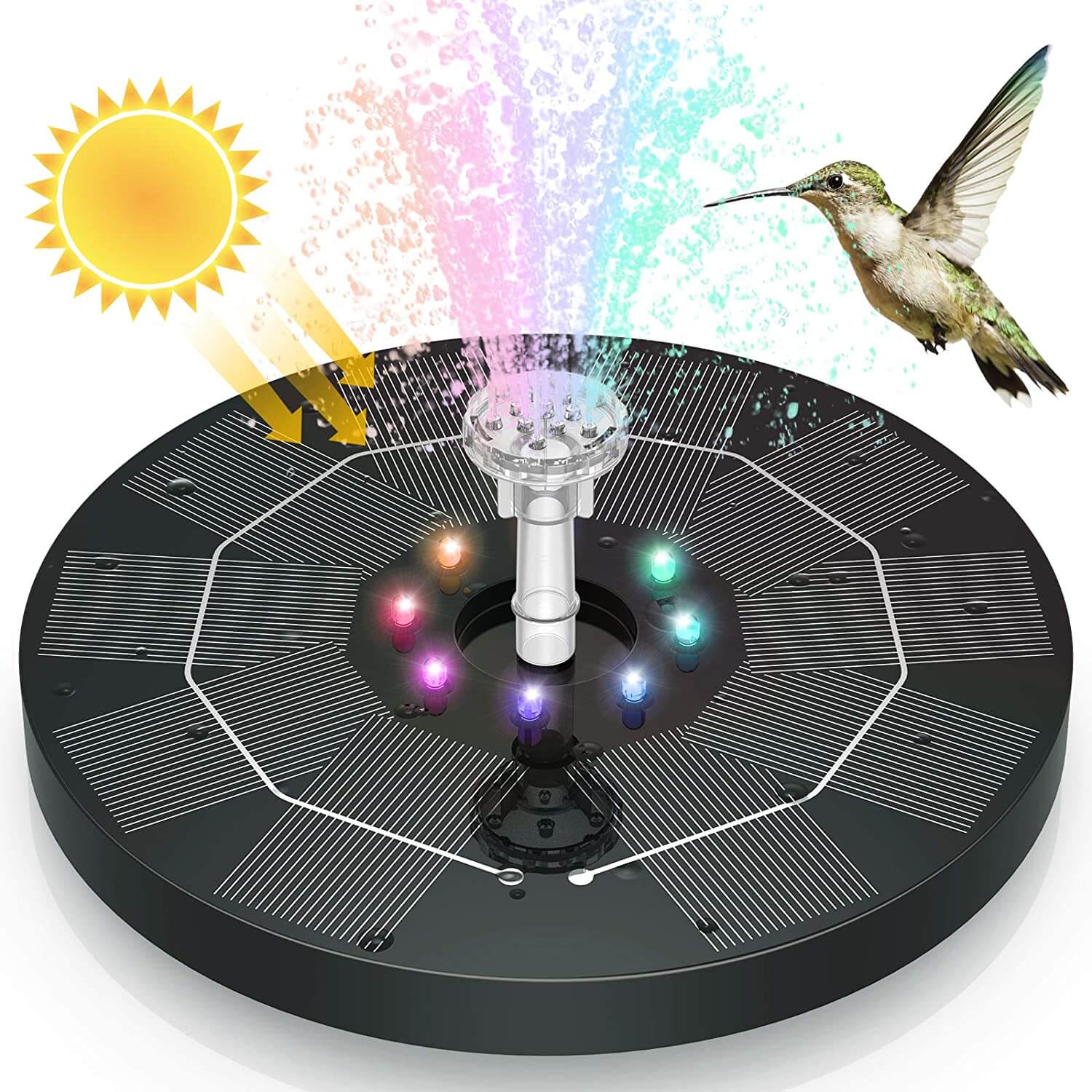 Zonnefonteinpomp met LED-verlichting Buitenwaterfunctie