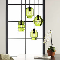 Cilindrische Hanglamp Simplicity Glas 1 Licht Roze/Geel/Blauw Hangende Plafondlamp