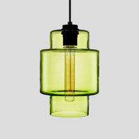 Cilindrische Hanglamp Simplicity Glas 1 Licht Roze/Geel/Blauw Hangende Plafondlamp