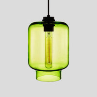 Cilindrische Hanglamp Simplicity Glas 1 Licht Roze/Geel/Blauw Hangende Plafondlamp