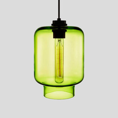 Cilindrische Hanglamp Simplicity Glas 1 Licht Roze/Geel/Blauw Hangende Plafondlamp
