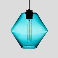 Cilindrische Hanglamp Simplicity Glas 1 Licht Roze/Geel/Blauw Hangende Plafondlamp