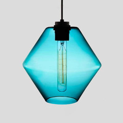 Cilindrische Hanglamp Simplicity Glas 1 Licht Roze/Geel/Blauw Hangende Plafondlamp