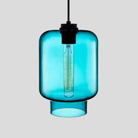 Cilindrische Hanglamp Simplicity Glas 1 Licht Roze/Geel/Blauw Hangende Plafondlamp