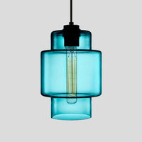 Cilindrische Hanglamp Simplicity Glas 1 Licht Roze/Geel/Blauw Hangende Plafondlamp