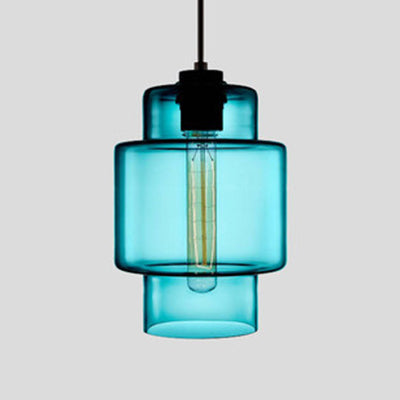 Cilindrische Hanglamp Simplicity Glas 1 Licht Roze/Geel/Blauw Hangende Plafondlamp
