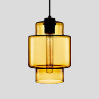 Cilindrische Hanglamp Simplicity Glas 1 Licht Roze/Geel/Blauw Hangende Plafondlamp