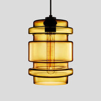 Cilindrische Hanglamp Simplicity Glas 1 Licht Roze/Geel/Blauw Hangende Plafondlamp