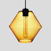 Cilindrische Hanglamp Simplicity Glas 1 Licht Roze/Geel/Blauw Hangende Plafondlamp