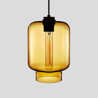 Cilindrische Hanglamp Simplicity Glas 1 Licht Roze/Geel/Blauw Hangende Plafondlamp