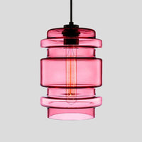Cilindrische Hanglamp Simplicity Glas 1 Licht Roze/Geel/Blauw Hangende Plafondlamp
