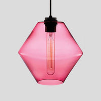 Cilindrische Hanglamp Simplicity Glas 1 Licht Roze/Geel/Blauw Hangende Plafondlamp